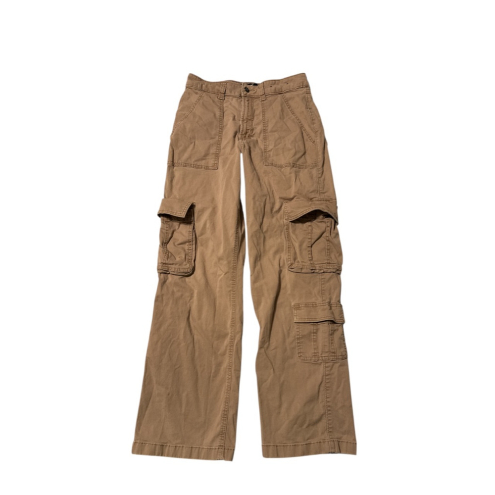 Vintage Y2K Baggy Hollister Tan Wide Leg Cargo Pants Size 6 - Picture 2 of 5
